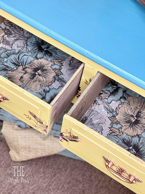 BLUE & YELLOW FLORAL Decoupage paper - By Belles & Whistles