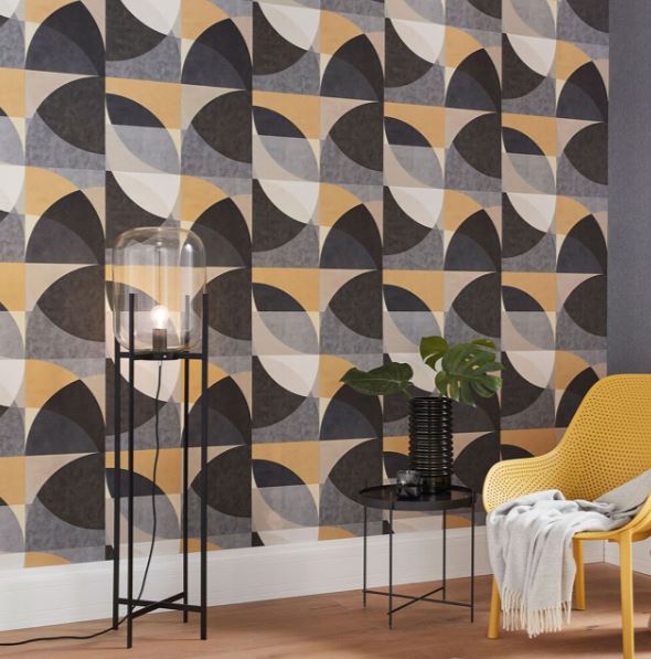 GEOMETRIC CIRCLE - GOLD / GREY/ CREAM