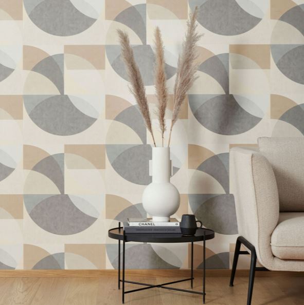 GEOMETRIC CIRCLE - MUSTARD / GREY / BEIGE