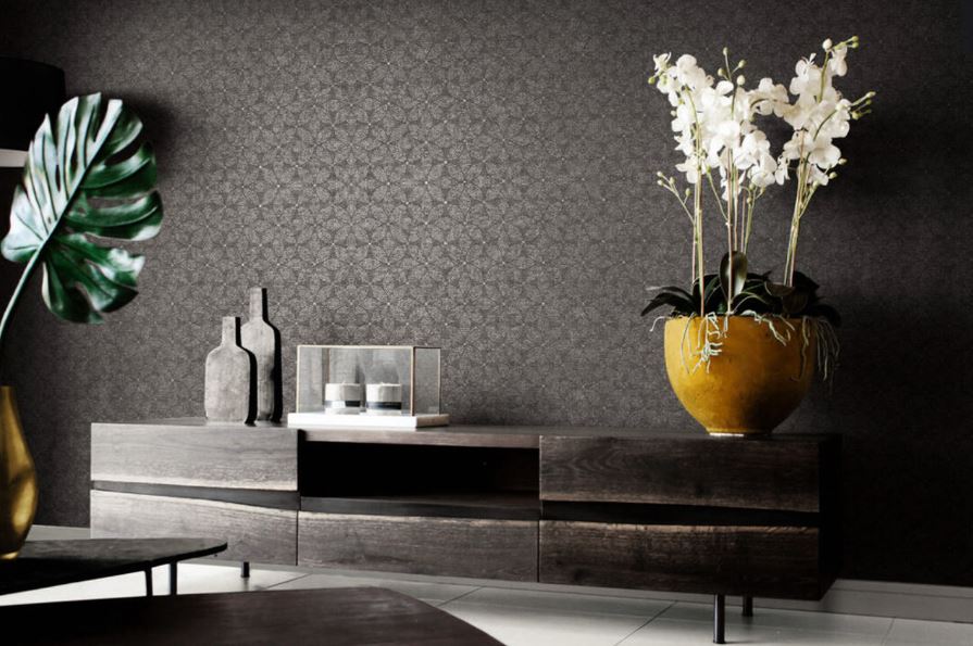 GRAPHIC FLORAL - BLACK / SILVER