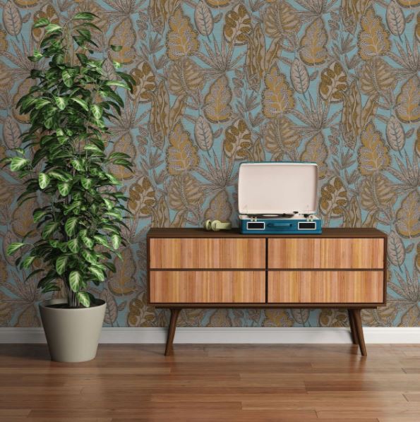 GRAPHIC LEAF - BLUE / YELLOW