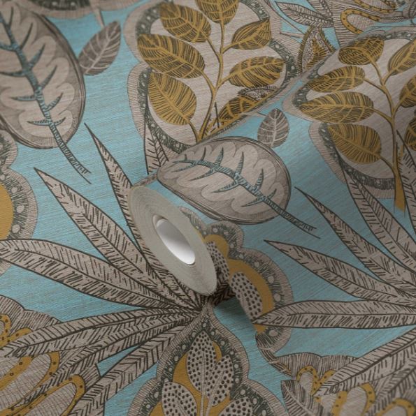 GRAPHIC LEAF - BLUE / YELLOW