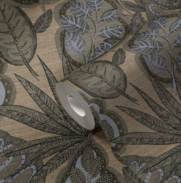 GRAPHIC LEAF - TAUPE / BLUE