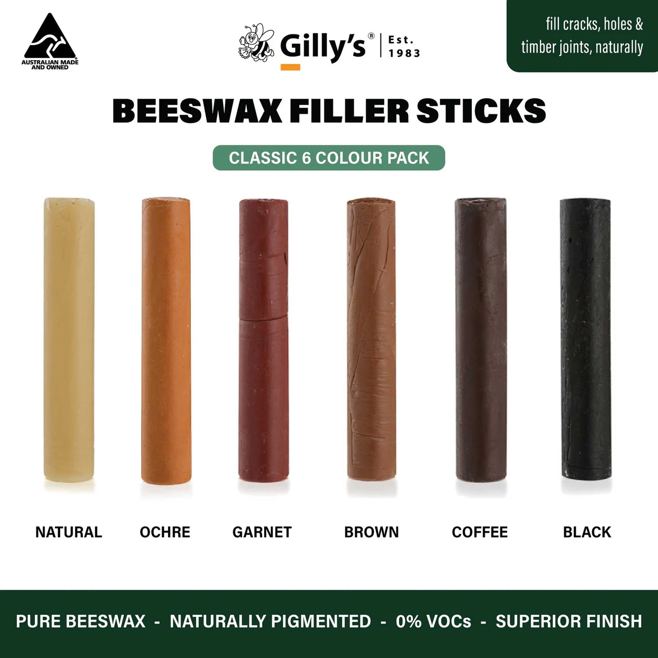 Gilly's Beeswax Filler Sticks (Classic Colour Pack)