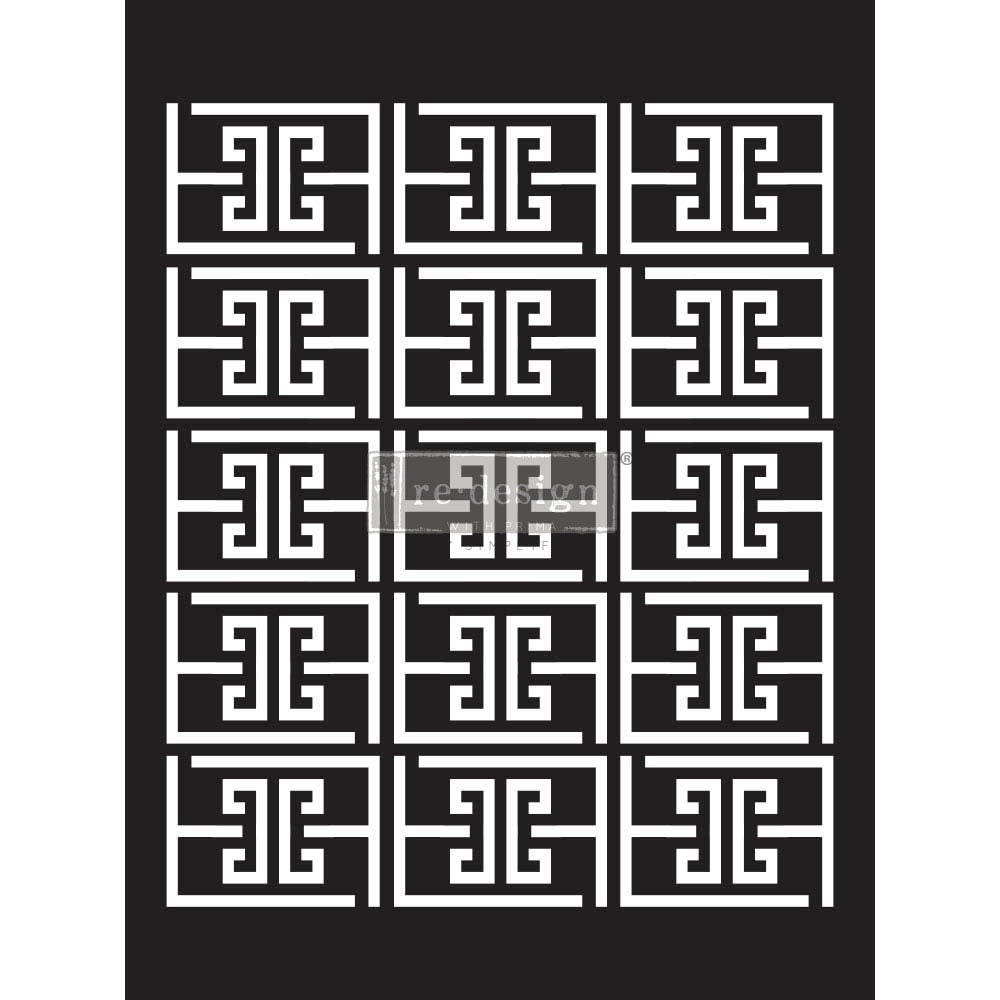 Geometric Greek Key Stencil