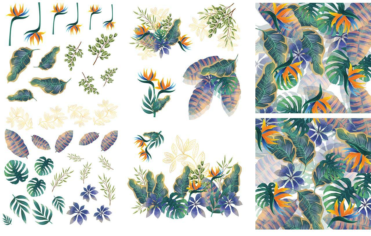 Tropical Leaves Transfer - By Belles & Whistles